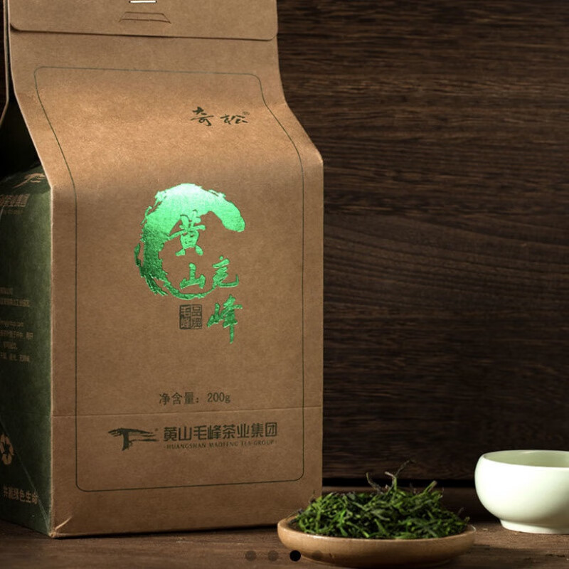 绿茶 黄山毛峰一级雨前绿茶揉捻浓香型 奇松品牌毛峰200g 袋