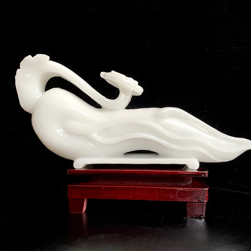 如意摆件家居玄关装饰结婚商务礼品客厅现代玉石雕刻 长25厘米 底座