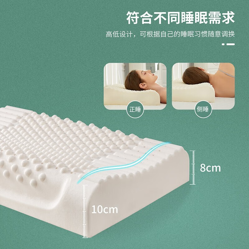 泰嗨（TAIHI） 泰国天然乳胶枕头泰国进口颈椎枕芯人体工学乳胶枕头 颗粒按摩枕-阻螨-珍珠白 单只装