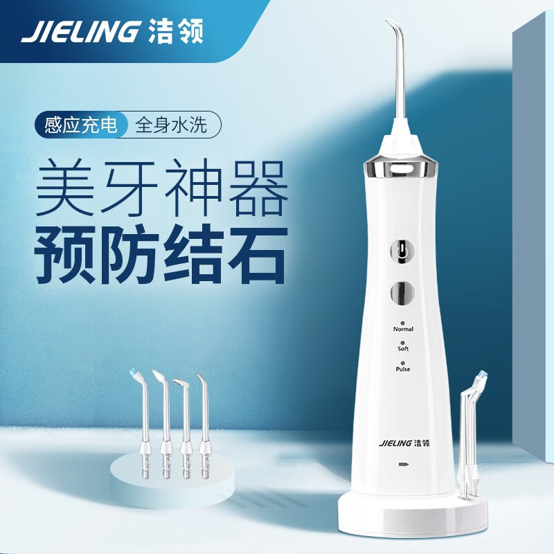 洁领(JIELING）冲牙器 洗牙器 水牙线 便携设计 180ML大容量水箱 全身水洗 USB充电款