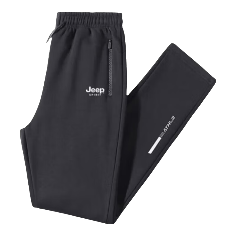 JEEP SPIRIT吉普运动裤男夏季休闲裤中青年纯色宽松长裤 黑色直筒 2XL 