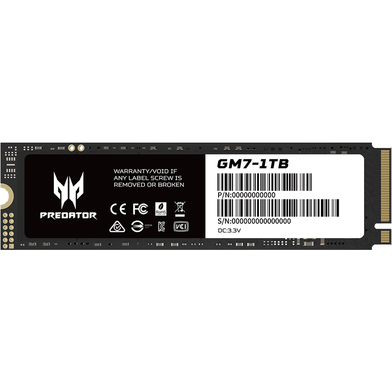 PREDATOR 宏碁掠夺者 GM7系列 NVMe M.2 固态硬盘 1TB（PCI-E4.0）