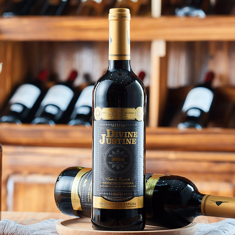 贾斯汀(divine justine)西班牙红酒黑金14度进口干红葡萄酒750ml 单支