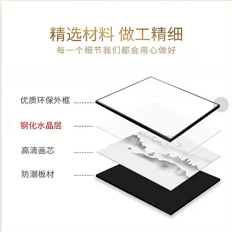 柳莺花燕新中式客厅装饰画寓意好挂画高档山水三联画茶室壁画沙发背景墙画 RY-石来运转 50X70(荐2.5米左右沙发)黑框