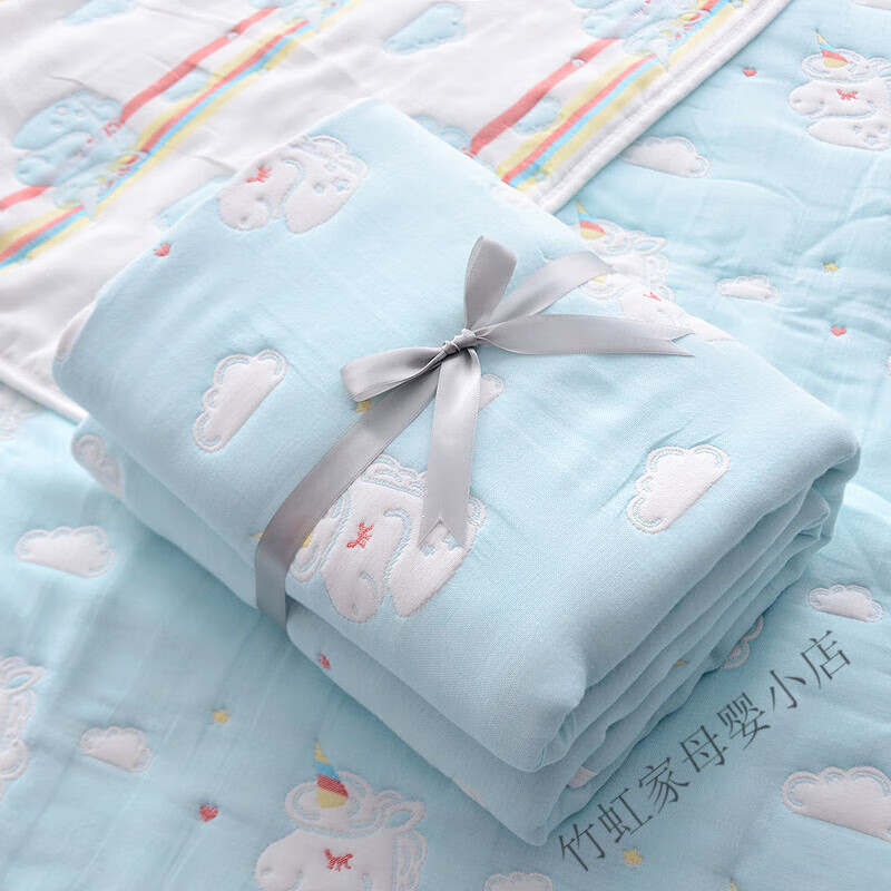 迪士尼（Disney）新生婴儿十层纱布初生儿婴儿可爱棉加厚浴巾毛巾被 十层蓝色小马莉120*120cm 1x1m