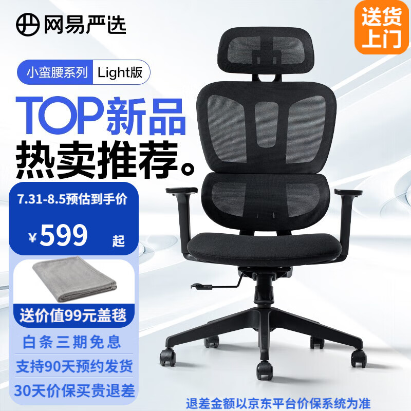 网易严选小蛮腰人体工学转椅双背 办公椅电脑椅电竞椅午休可躺椅子 【小蛮腰light S5】无脚踏 黑色高性价比高么？