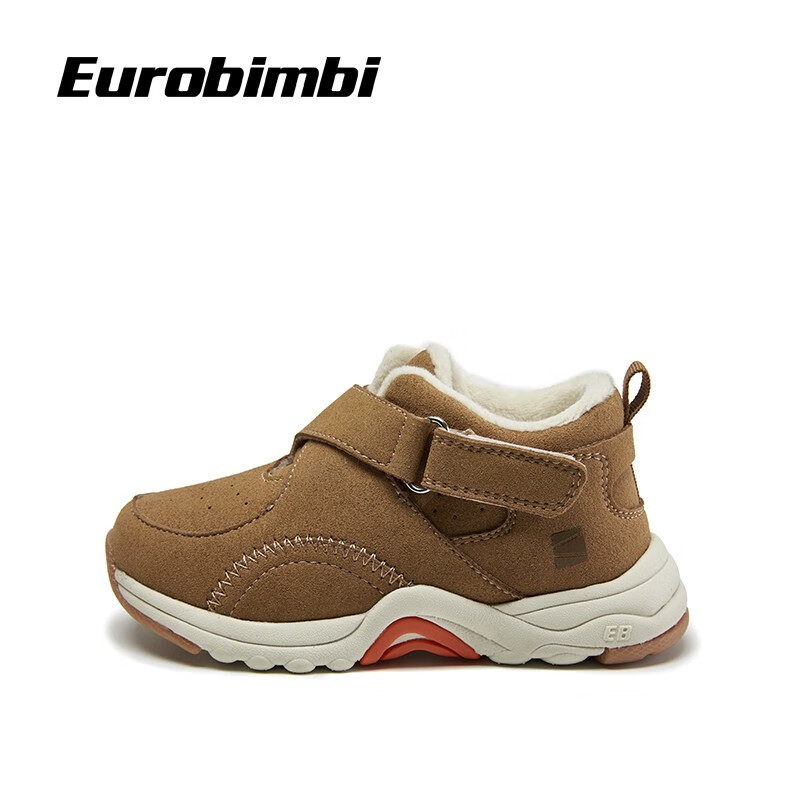 Eurobimbi欧洲宝贝冬新款儿童加厚中帮机能鞋运动鞋保暖防滑靴 棕色 7码/内长约15.5cm/适合脚长14.5cm