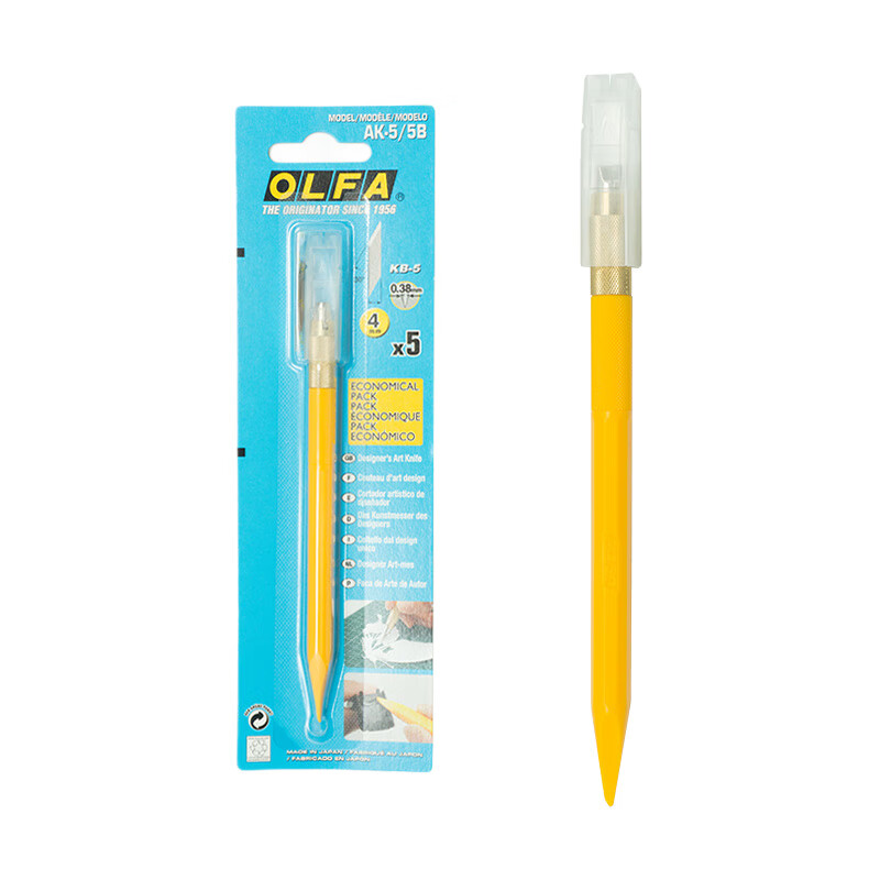 olfa爱利华雕刻刀手工笔刀手账橡皮章刻刀小黄ak-5/4美工雕模型专业
