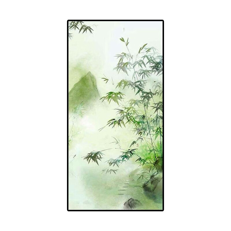 开兴纯手绘大芬村手绘油画新中式竹报平安墨绿色客厅装饰画玄关竹子画