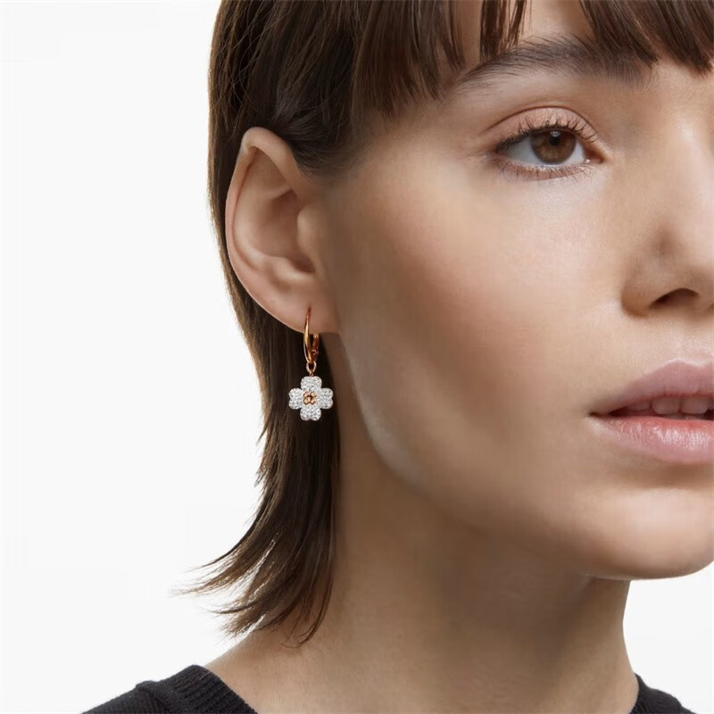 施华洛世奇（SWAROVSKI）【生日礼物】  LATISHA 耳饰 四叶草轻奢小众百搭送女友 白色 5636517