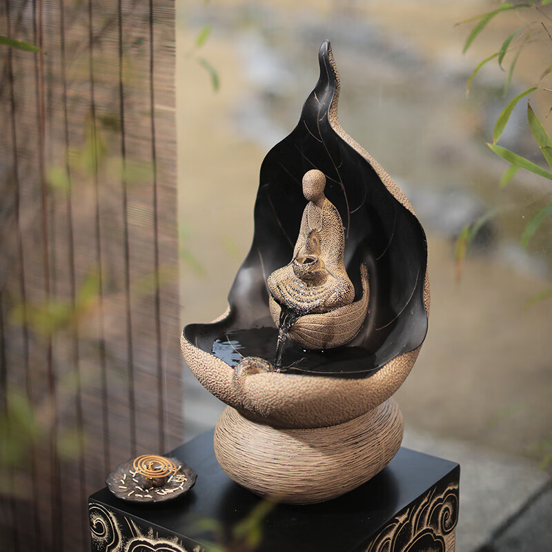 陋石坊中式流水摆件禅意空间家居装饰办公室茶室佛堂桌面喷泉景观