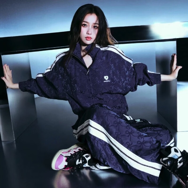 明星同款复古蝴蝶结提花短外套女休闲宽松套装 外套 xs=155(85-100斤)