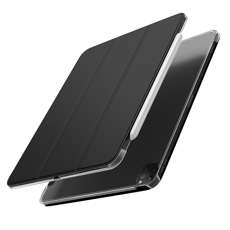 PISEN 品胜 Ipad Pro2020新款11英寸Ipad Pro保护套苹果平板电脑壳保护套全包防摔轻薄半透明三折外壳 魔幻黑