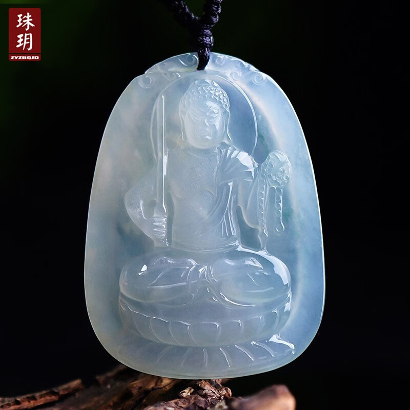 珠玥(zhuyue)翡翠冰种不动尊菩萨不动明王生肖鸡本命佛玉佩吊坠挂件自