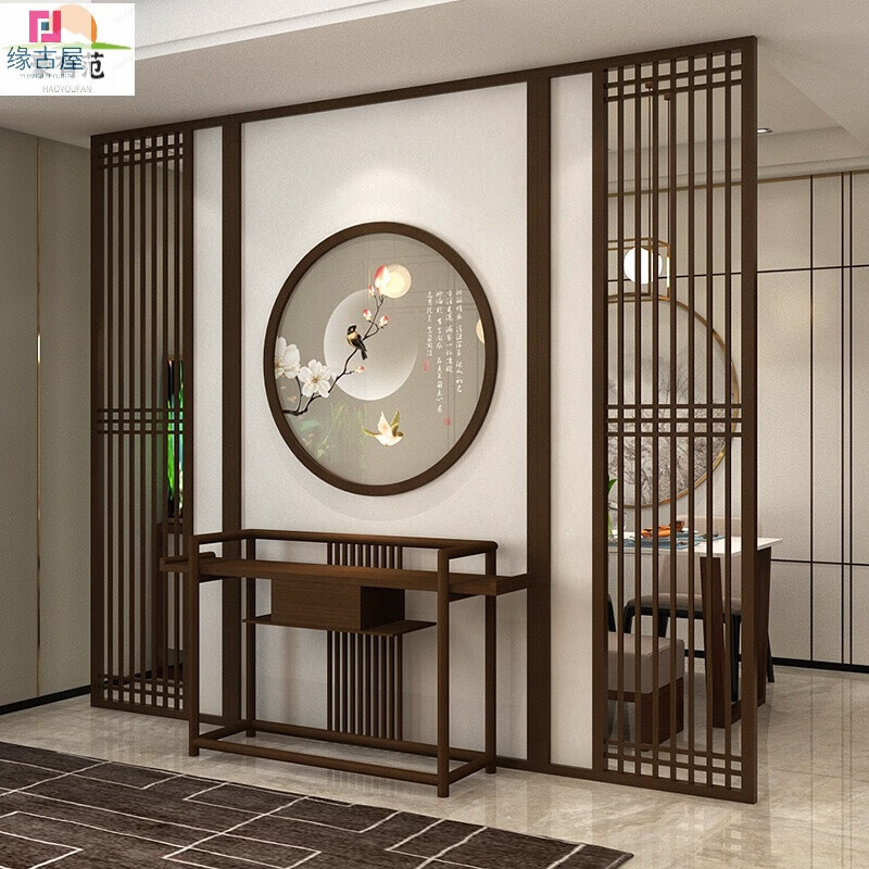 实木格栅隔断屏风正对入户门遮挡客厅风水玄关背景墙 定制尺寸补价 整