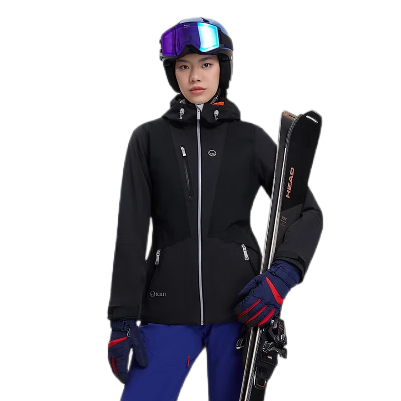 HALTI哈爾迪女士滑雪服防風(fēng)防水保暖耐磨彈力純色單雙板雪服H059-2318 黑色 S (160)