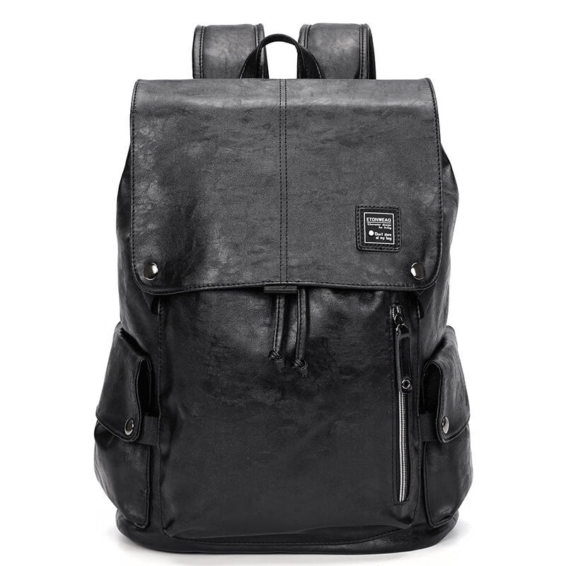 酷奇袋鼠百搭商务pu背包男士双肩包韩版潮流旅行休闲简约时尚大容量