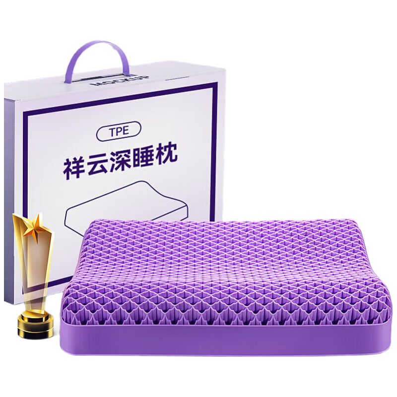 米小舒枕头深度睡眠非乳胶枕TPE格子凝胶枕颈椎透气释压枕芯可水洗