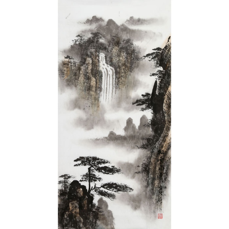 名家郭传璋山水画三尺水墨竖幅写意国画名人字画手绘大师书画作品纯
