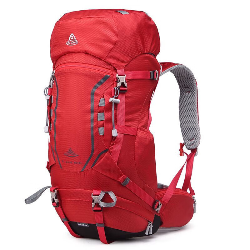 艾王艾王登山包登山徒步旅行40户外升大容量双肩背包悬浮背负登山包 升级版新红色 40L