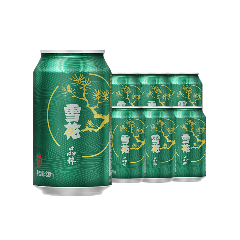 PLUS会员：雪花啤酒 晶粹啤酒 330ml*6听 尝鲜小包装