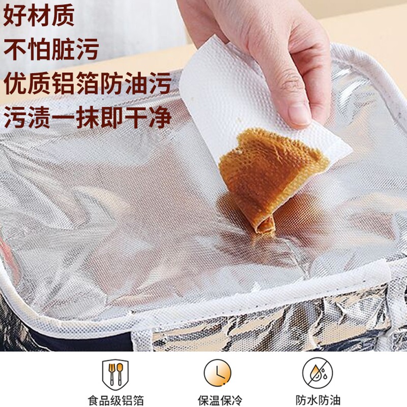 今皓保温饭盒袋子手提防水防油学生带饭包午餐包方形扁平餐盘便当盒袋 小熊大号