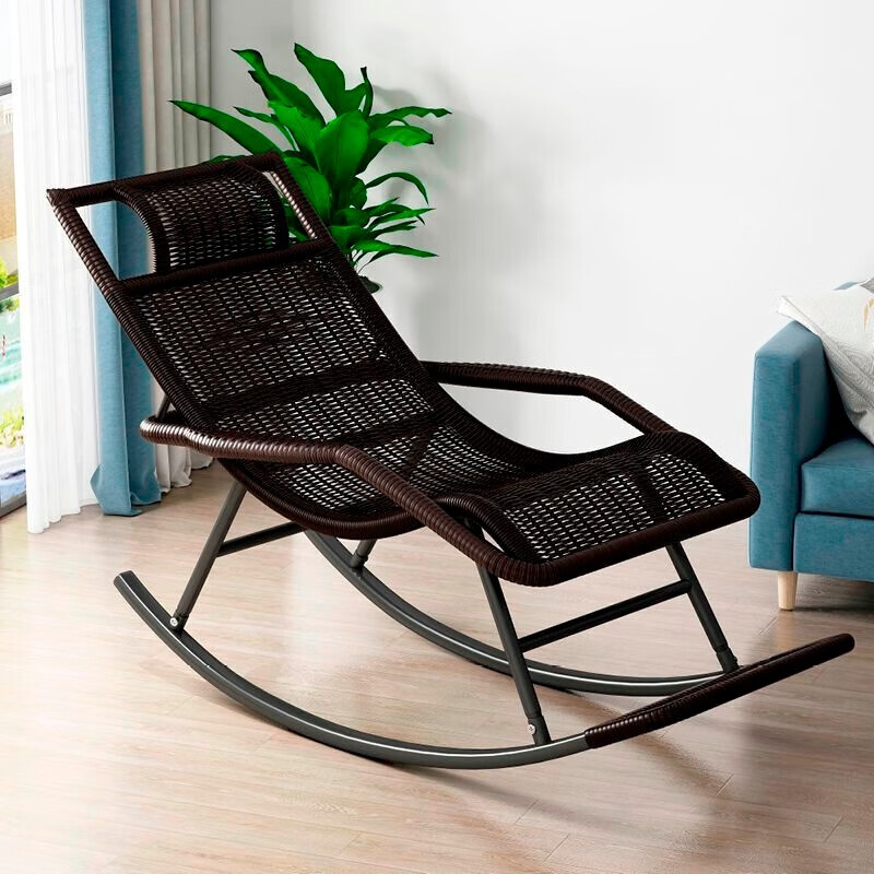 造木诚品 摇椅躺椅懒人椅家用藤椅午睡靠背休闲椅藤编摇摇椅阳台椅