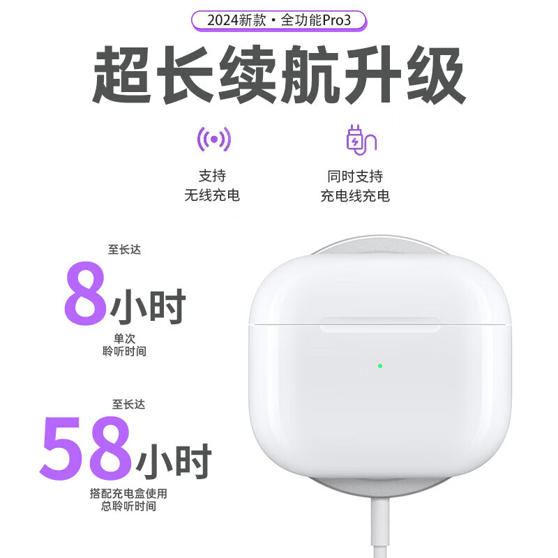 DIJO【华强北18代Pro8顶配】蓝牙耳机无线Air适用苹果主动降噪iphone15/14/13/12/五代ios入耳式运动 【全新升级全功能】滑动调节音量 50db主动降噪丨蜂鸣器丨入耳检测