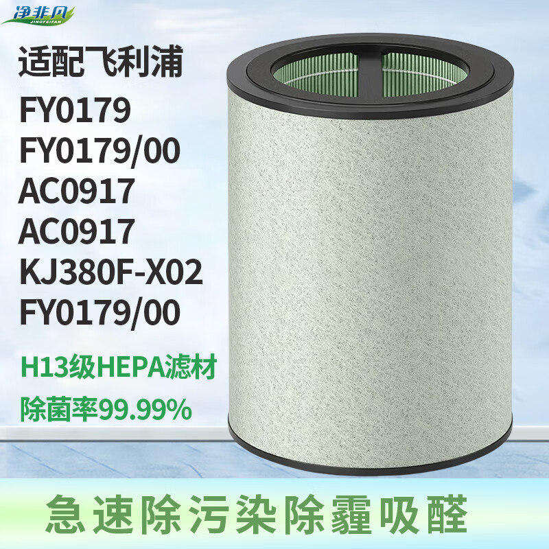 净非凡适配PHILIPS飞利浦空气净化器滤芯KJ380F-X02/AC0917/00过滤网FY0179/00 FY0179/AC0917/00原机抗菌除醛版