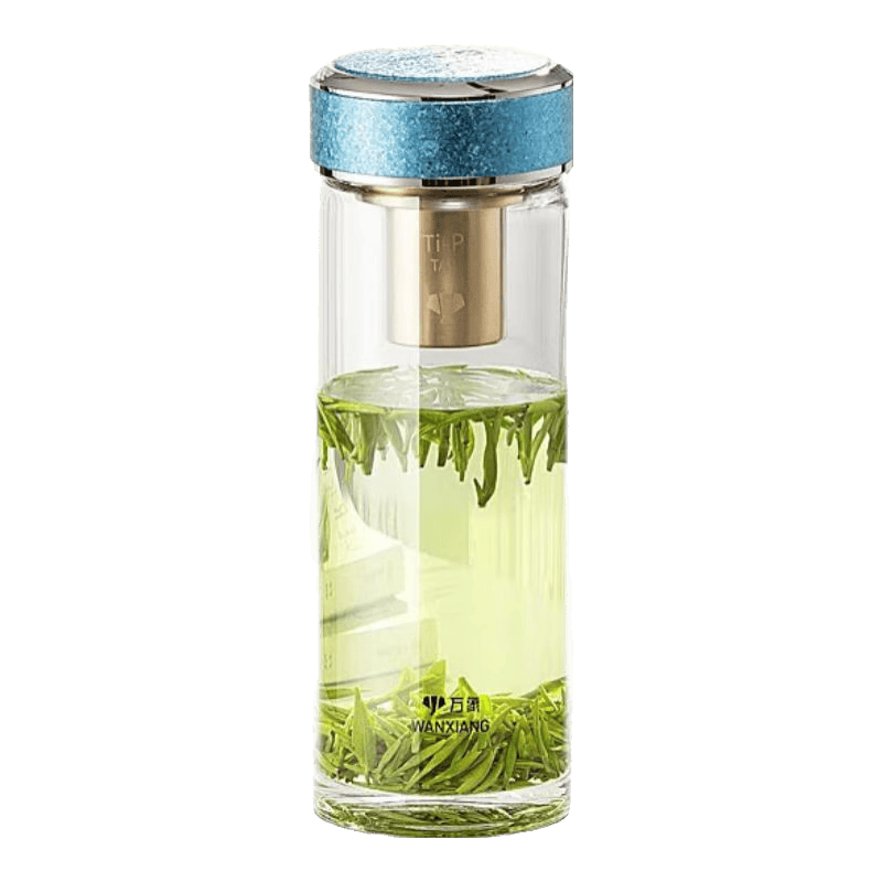 萬象單層抗菌玻璃杯節(jié)日禮物車載便攜男士辦公商務(wù)高檔泡茶杯帶茶隔 TU27-藍(lán)鉆色-480ml