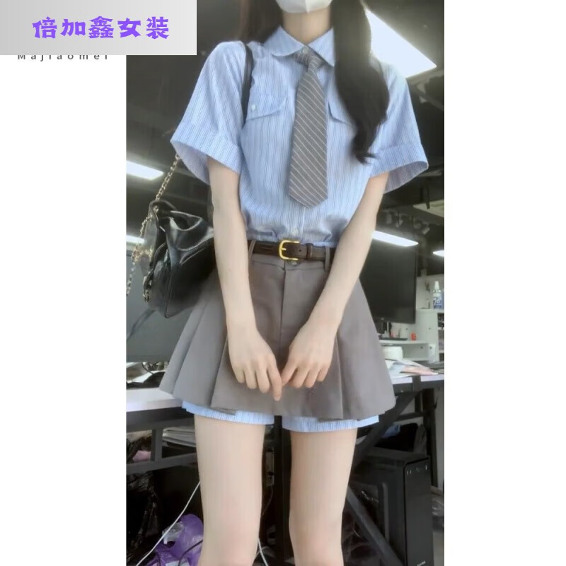 云翔四海ajiaomei学院风连衣裙女装2024夏装小个子穿搭衬衣jk制服裙