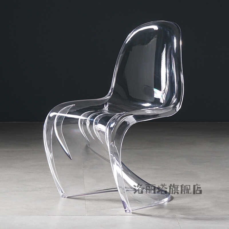 北欧设计师潘东椅创意亚克力塑料餐椅幽灵水晶化妆椅网红透明椅子 A1-透明色