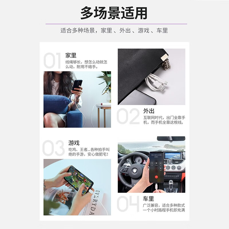 mijv安卓数据线2.4A快充适用于华为荣耀vivo手机充电线oppo小米红米电源线充电宝 Micro USB数据线1.5米加长款【1条装】