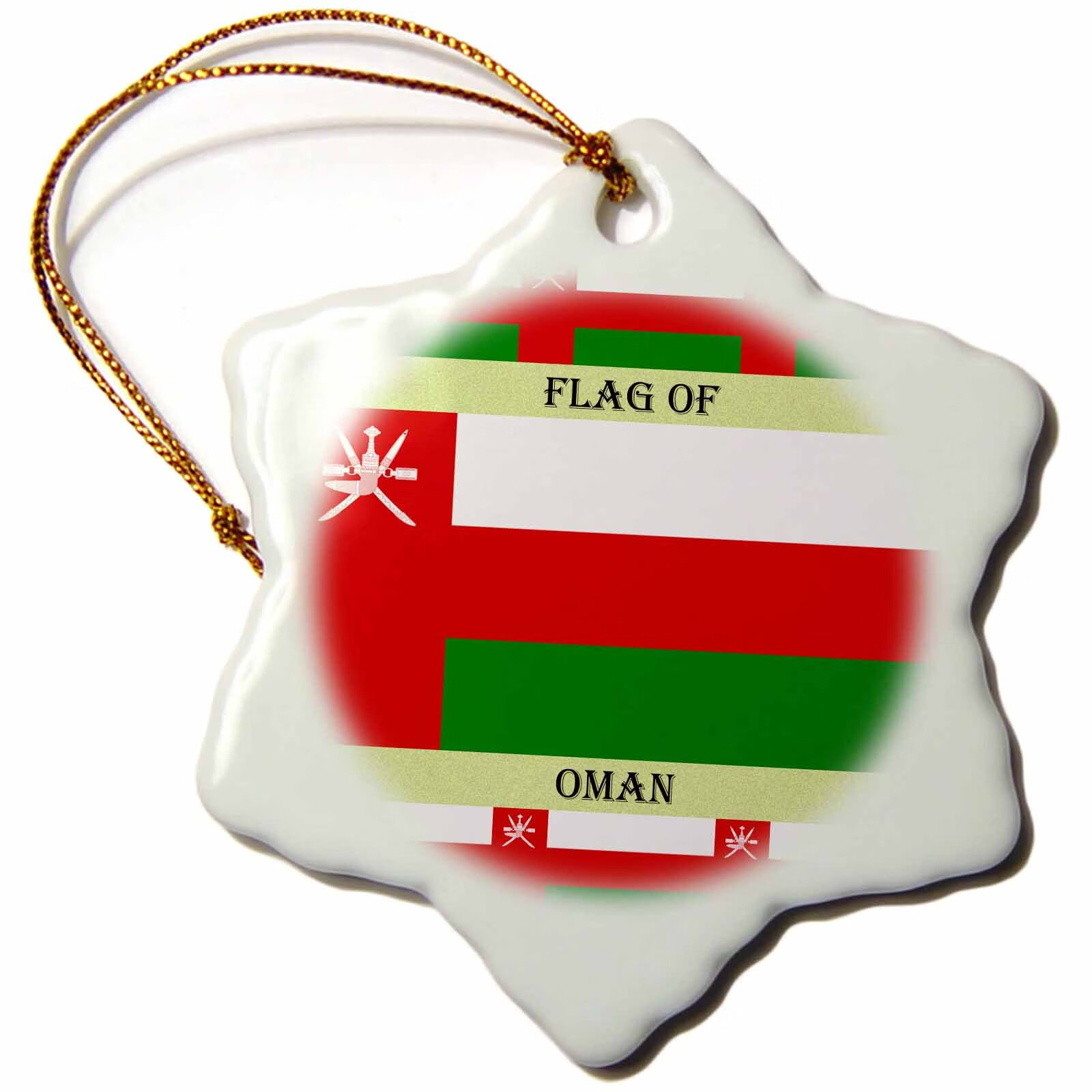 3drose阿曼国旗雪花装饰品 7.62 厘米