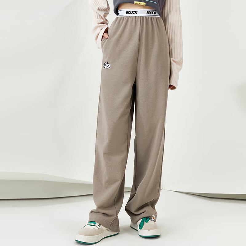 duck小黄鸭女式休闲裤春季新款宽松时尚休闲长裤女 卡其色 xs