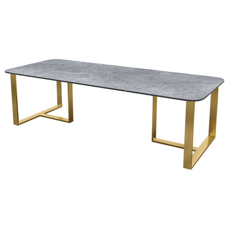 可狄轻奢大理石岩板会议桌2米长桌北欧长条桌办公工作台接待泡茶桌 单