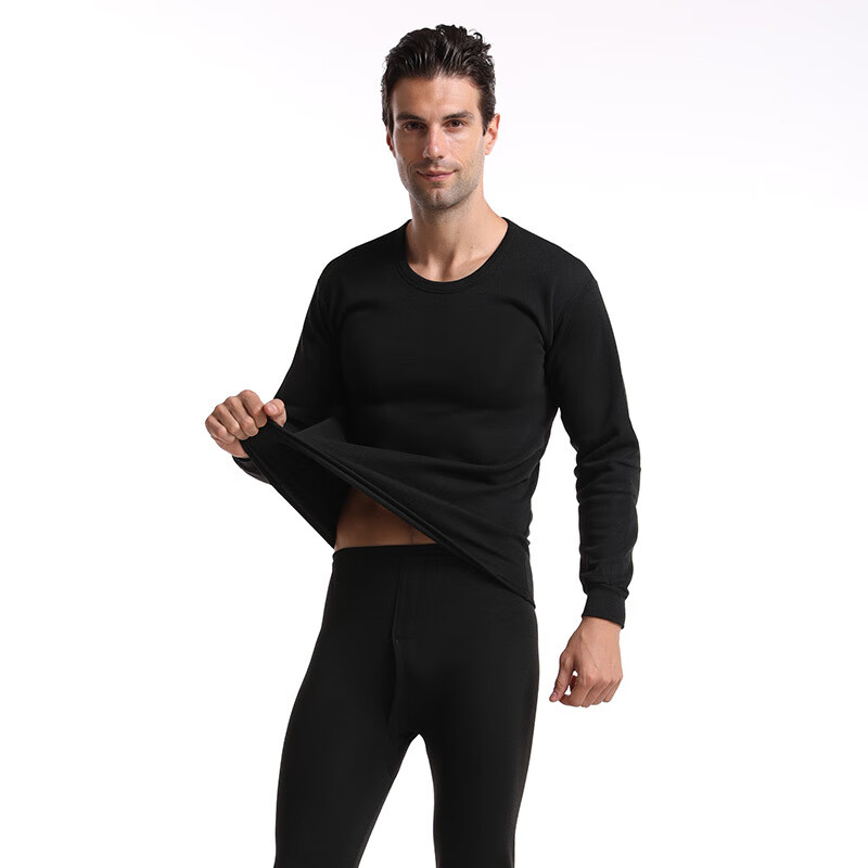 鸥夫人线衣线裤全套男男士保暖内衣加厚加绒棉毛衫圆领秋衣秋裤套装