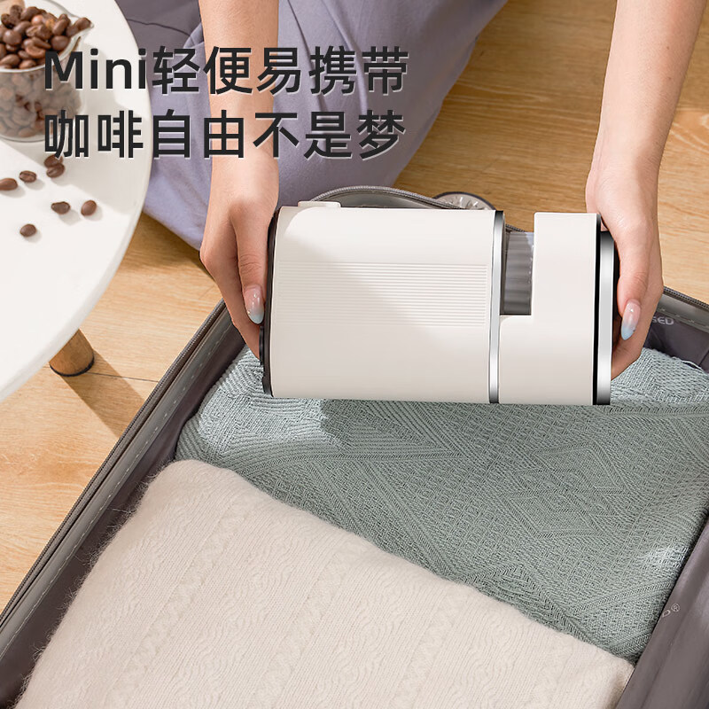 左左摩(ZZUOM)咖啡机 半自动意式便携咖啡机家用摩卡手冲咖啡壶 新潮小型可背易携带冷热萃取黄金压力浓缩 礼盒装便携式【海盐白】3s速热