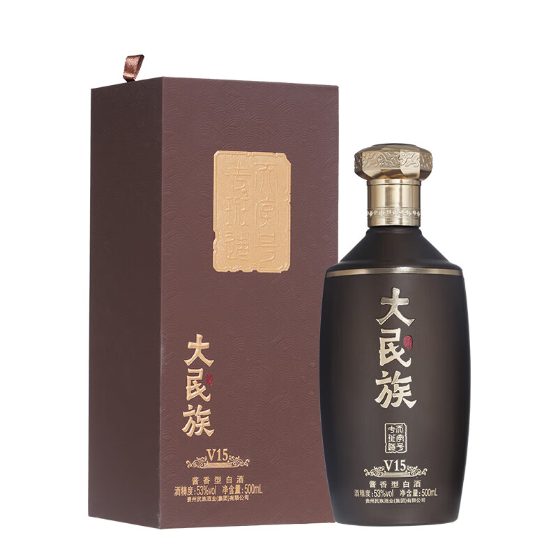 大民族贵州民族酱香型白酒53度粮食专班造v15高粱酒礼盒装高度白酒
