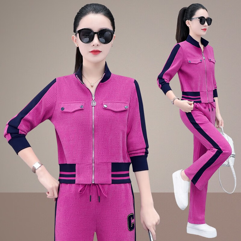 宝多芬(baoduofen)品牌运动服女装春秋新款女士时尚立领开衫休闲卫衣