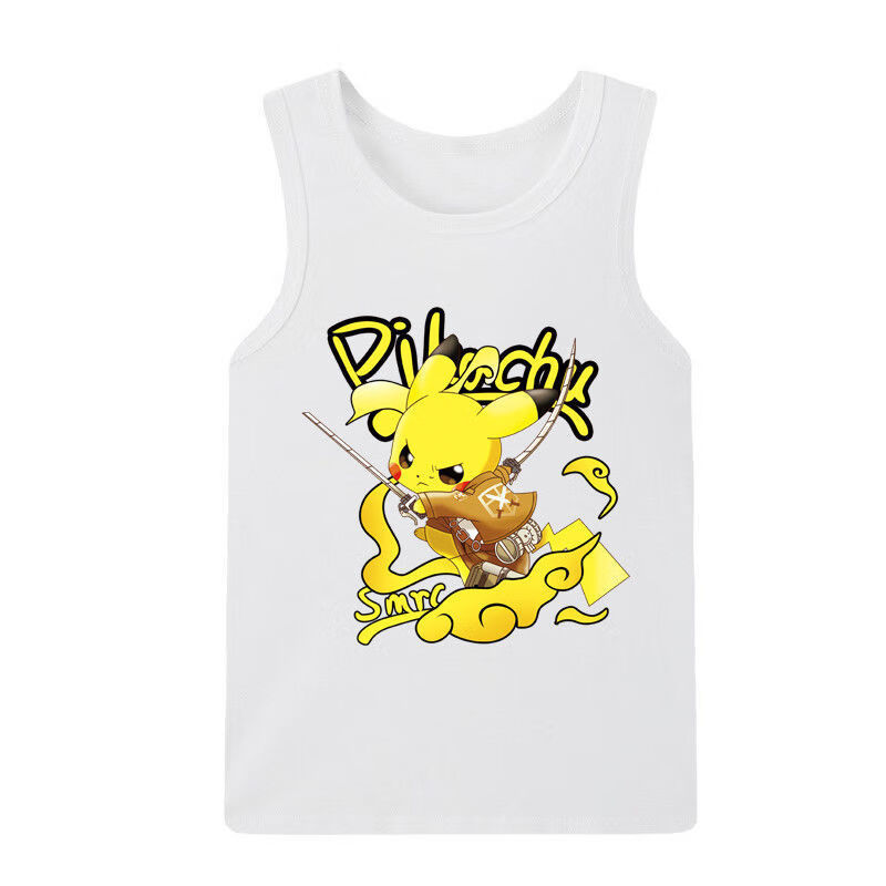 儿童背心皮卡丘男童中大童纯棉夏装汗衫宝宝外穿薄款宽松无袖上衣