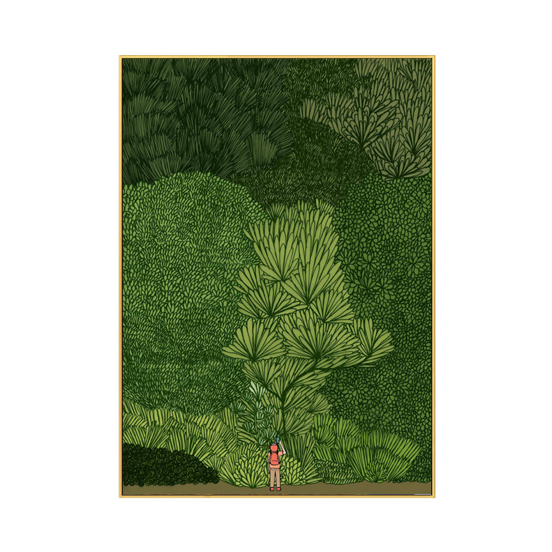 【轻奢高端】玄关画森林森林绿色北欧现代人物抽象风景挂画名宿小众