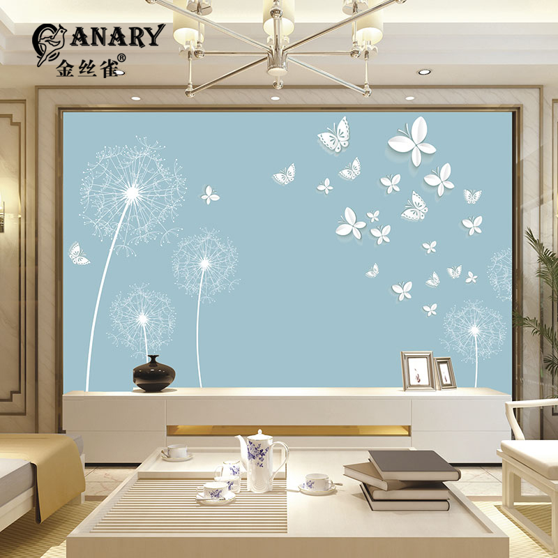 金丝雀(anary)  蒲公英电视背景墙壁画客厅影视墙8d定制墙布18d素色