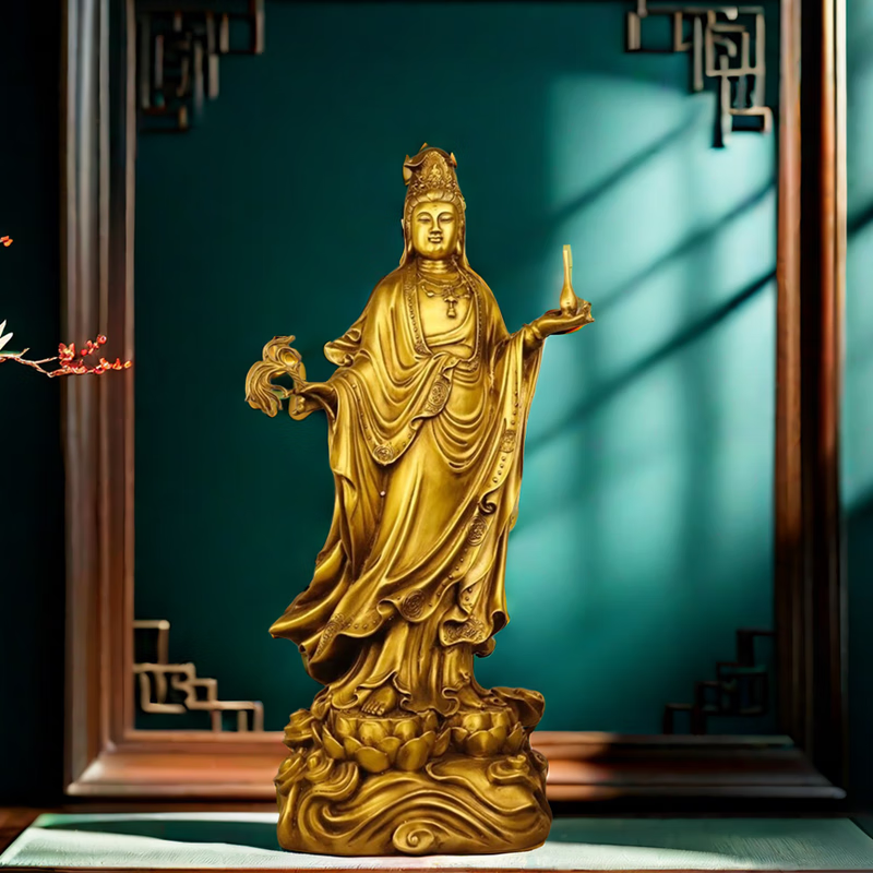 铜人艺巷铜人艺巷黄铜西方三圣佛像摆件如来佛祖观音菩萨大势至菩萨