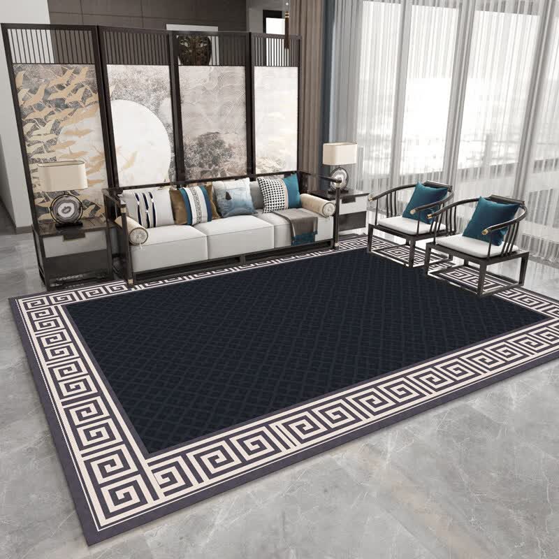 新中式客厅地毯沙发茶几垫中国风书房茶室复古毯纯色卧室满铺毯 花纹