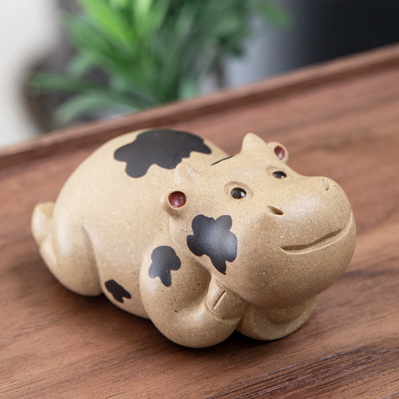 汉唐奶牛茶宠摆件 手工宜兴生肖紫砂原矿段泥功夫茶具可养创意可爱萌