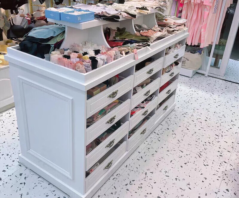 挂内衣内裤展示架 木制烤漆内衣店展示柜内裤柜台双面中岛货架裤子