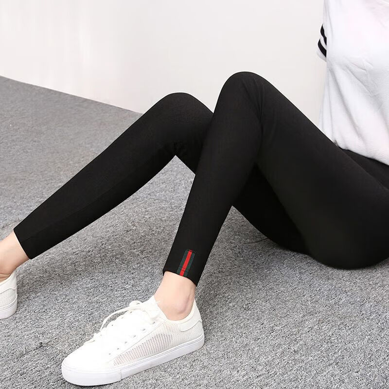 苏奈雪春季新款显瘦打底裤小脚紧身铅笔裤黑色长裤女学生 平角款 s