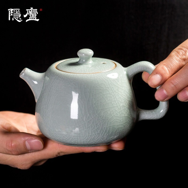 隐庐廷怀窑汝窑汝瓷单壶家用开片金丝大号开片茶壶汝瓷壶可养 张公巷