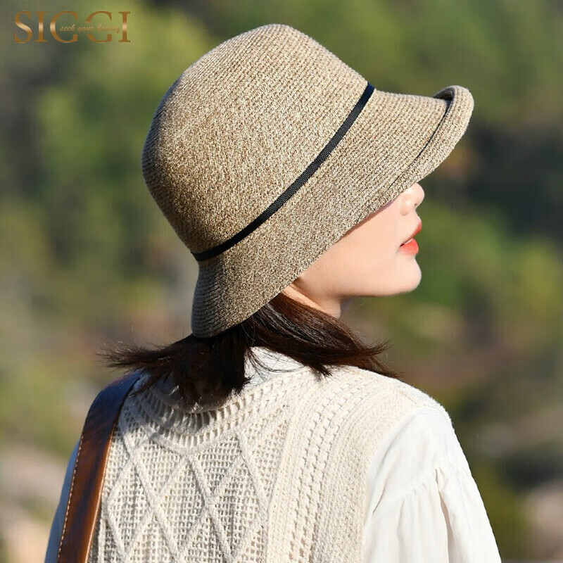 Siggi草帽女度假复古小清新防晒帽遮阳帽可折叠防紫外线盆帽凉帽送礼